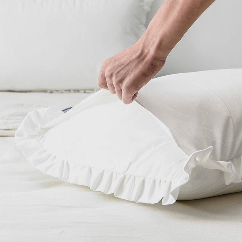 CAWANFLY Pack of 2 Edge Ruffled White Pillow Cases Standard Size Bedding Pillow Covers with Envelope Closure (20x26inches) - Image 4